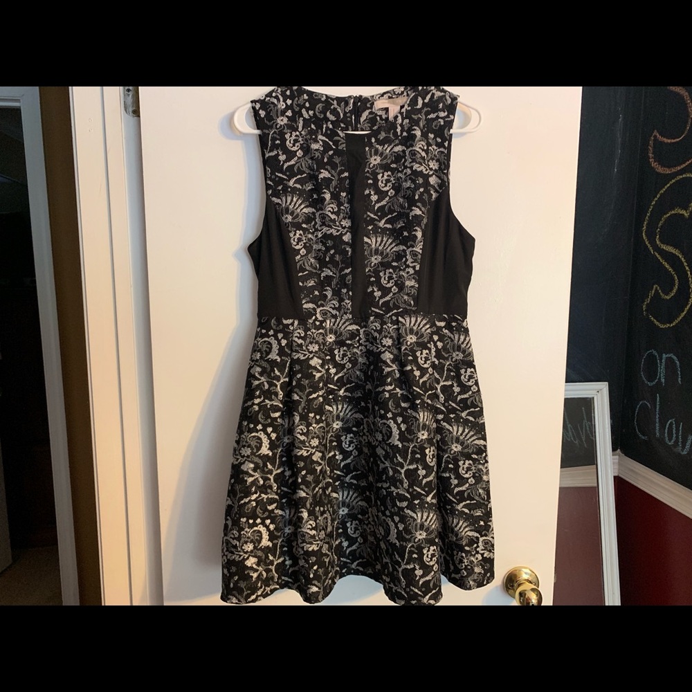 Embroidered Black Skater Dress